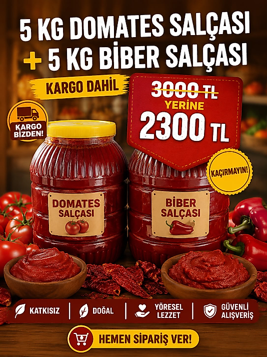 5 KG DOMATES SALÇASI VE 5 KG BİBER SALÇASI